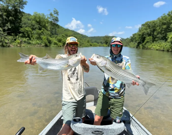 two men holding large fish